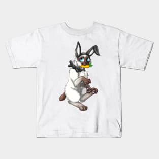 Bobtail BunnyCat: Chocolate Point (Black) Kids T-Shirt